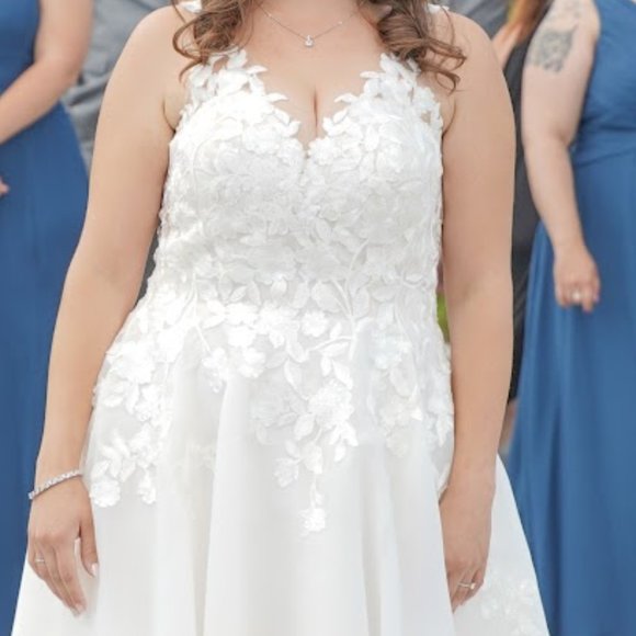 Eddy K Curvy Lace Sequins Organza Wedding Dress Size 16 - Picture 7 of 10